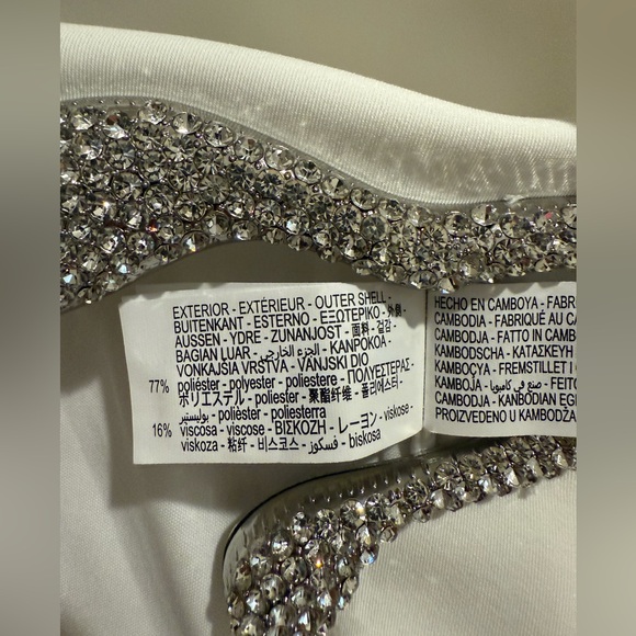 Zara white mini skirt size small rhinestone detail side - Picture 2 of 5